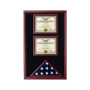 2 Documents Flag Display Cases - Oak.