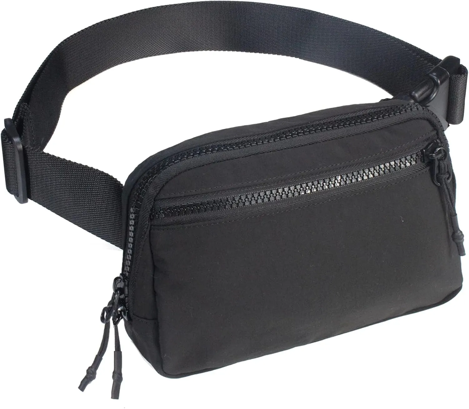 2-Way Zipper Fanny Pack for Women Men Mini Belt Bag Small Waist Bag Pouch Traveling Outdoor Hiking Running Casual Adjustable (F4-Black)