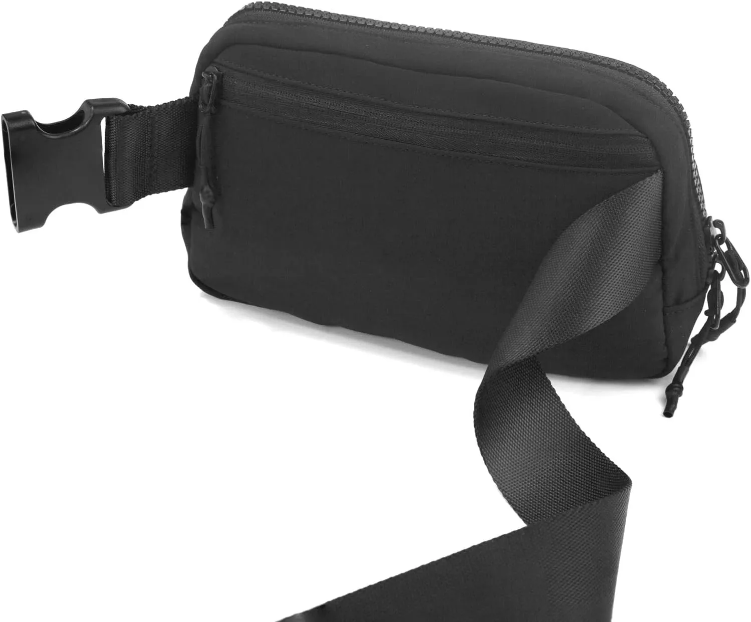 2-Way Zipper Fanny Pack for Women Men Mini Belt Bag Small Waist Bag Pouch Traveling Outdoor Hiking Running Casual Adjustable (F4-Black)