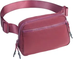 2-Way Zipper Fanny Pack for Women Men Mini Belt Bag Small Waist Bag Pouch Traveling Outdoor Hiking Running Casual Adjustable (F4-Red)