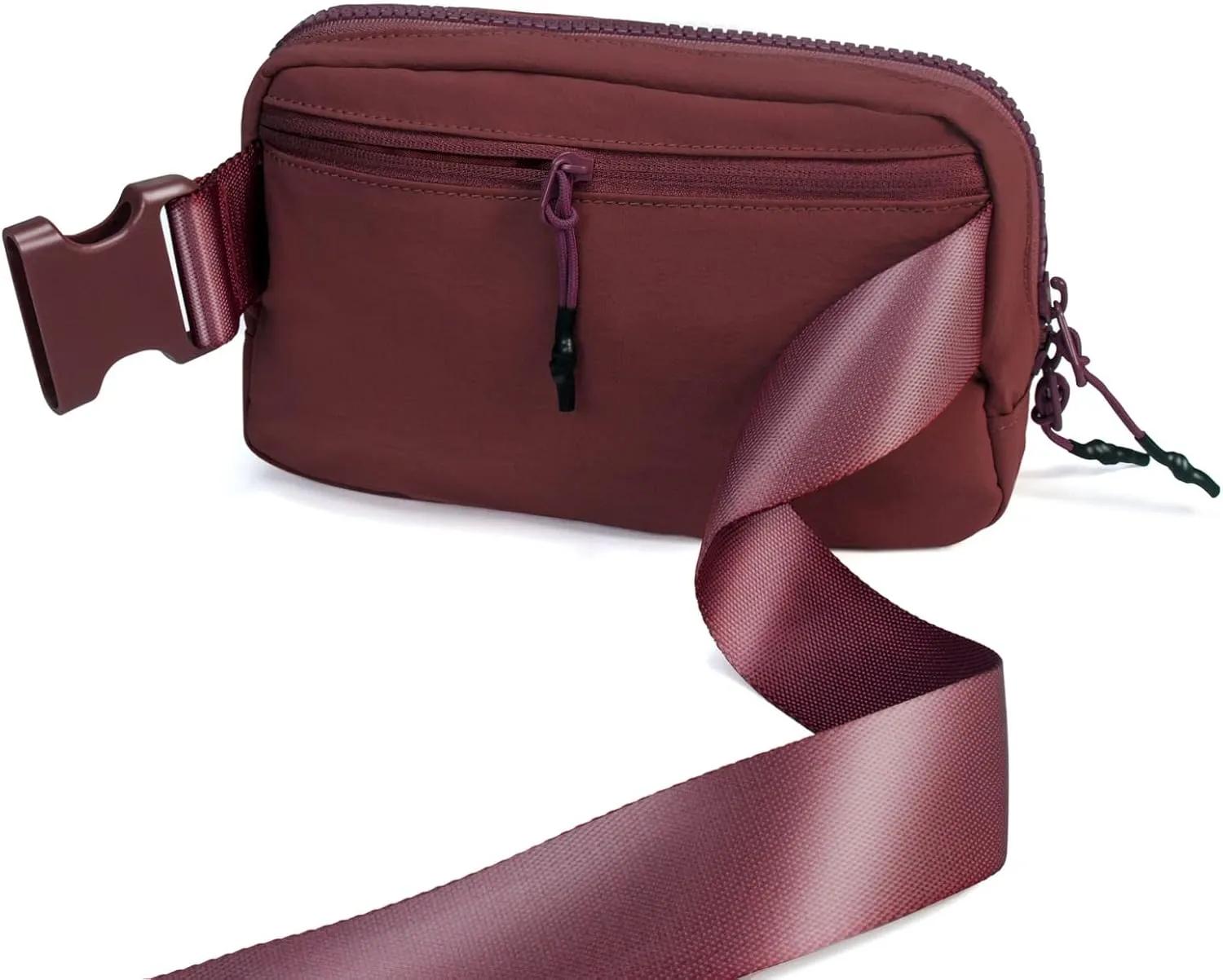 2-Way Zipper Fanny Pack for Women Men Mini Belt Bag Small Waist Bag Pouch Traveling Outdoor Hiking Running Casual Adjustable (F4-Red)