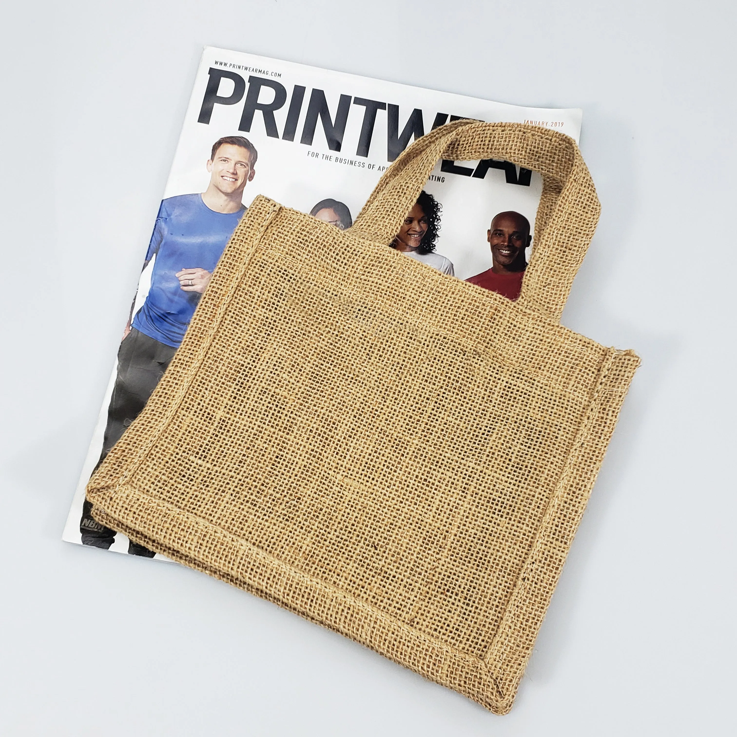 6 ct Small Burlap Party Favor Bags / Jute Gift Tote Bags - Pack of 6