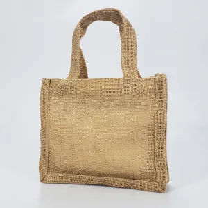 6 ct Small Burlap Party Favor Bags / Jute Gift Tote Bags - Pack of 6