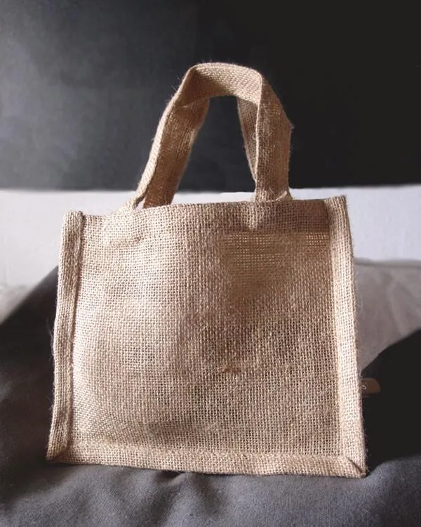 6 ct Small Burlap Party Favor Bags / Jute Gift Tote Bags - Pack of 6