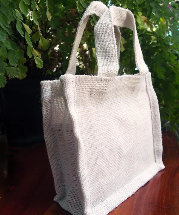6 ct Small Burlap Party Favor Bags / Jute Gift Tote Bags - Pack of 6