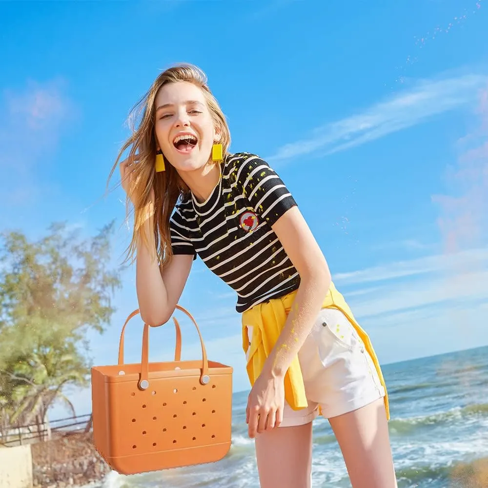 Beach Bag Rubber Tote Bag - Waterproof and Sandproof Tote Bags Outdoor Portable Handbag for Sports