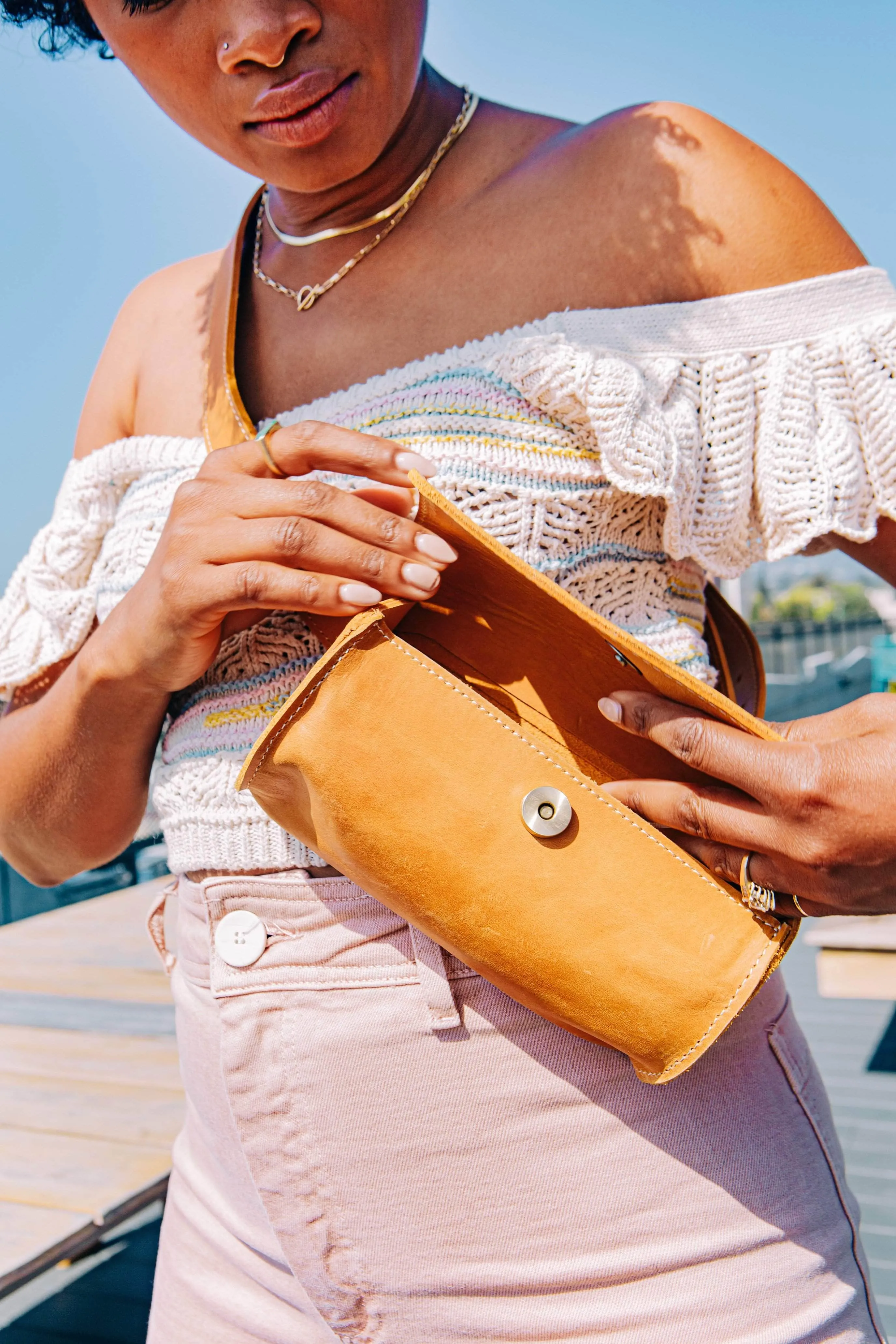 Bintu Barrel Leather Fanny Pack - Walnut