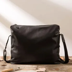 Black Cool Leather Mens Large Messenger Bags Shoulder Bags  for Men