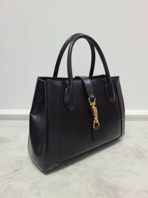 Black Jackie 1961 Leather Medium Tote Bag