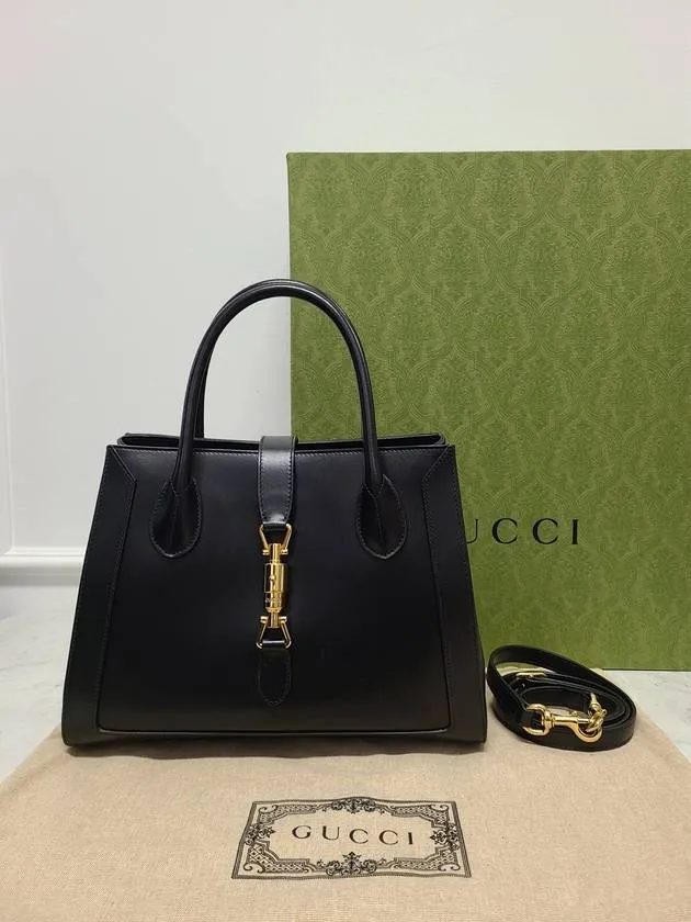 Black Jackie 1961 Leather Medium Tote Bag