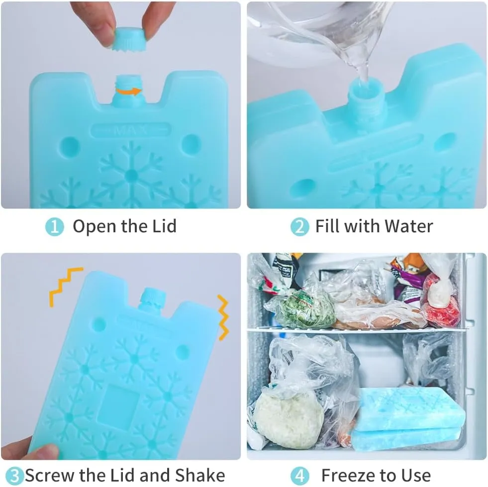 Bodaon Ice Packs for Lunch Boxes, Lunch Cooler Bag, Reusable Small Lunch Box Ice Pack for Cooler, Lunchbox Accessories, Lunch Bag Freezer Long Cold Blue Ice Packs Blocks for Coolers, Kids, Adults
