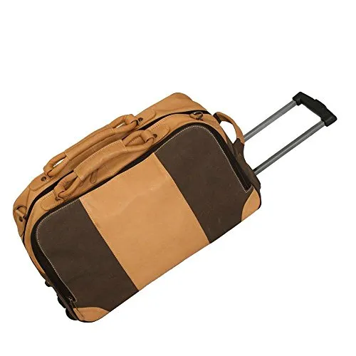Canyon Outback Stilson Canyon 20 Inch Leather And Canvas Rolling Duffel Bag, Brown, One Size