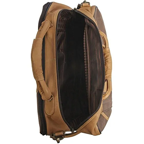 Canyon Outback Stilson Canyon 20 Inch Leather And Canvas Rolling Duffel Bag, Brown, One Size