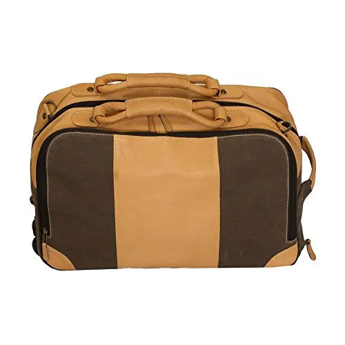 Canyon Outback Stilson Canyon 20 Inch Leather And Canvas Rolling Duffel Bag, Brown, One Size