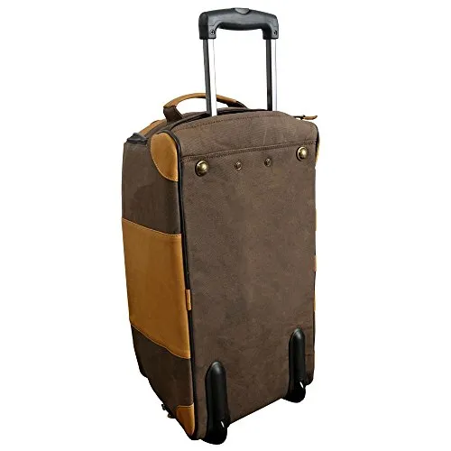 Canyon Outback Stilson Canyon 20 Inch Leather And Canvas Rolling Duffel Bag, Brown, One Size