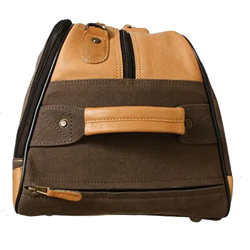 Canyon Outback Stilson Canyon 20 Inch Leather And Canvas Rolling Duffel Bag, Brown, One Size