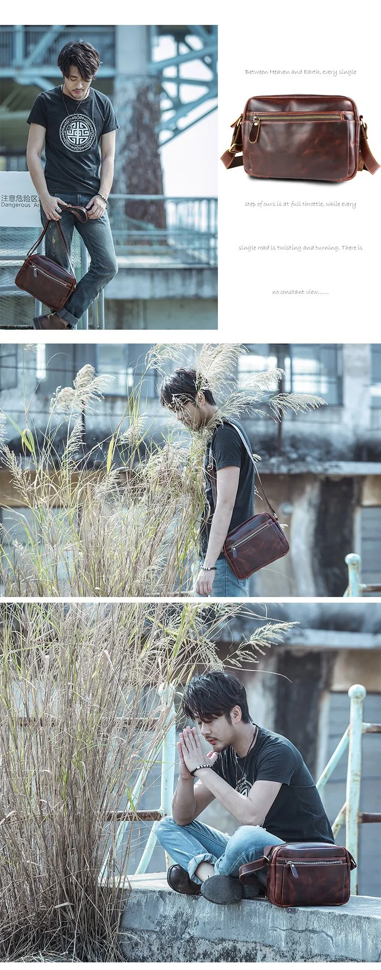Casual Black Leather Mens Small Courier Bags Messenger Bag Brown Postman Bags For Men
