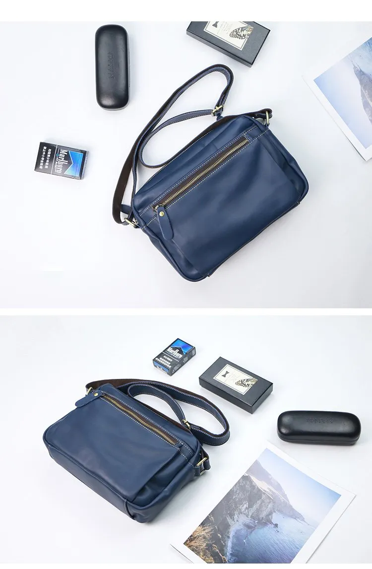 Casual Black Leather Mens Small Courier Bags Messenger Bag Brown Postman Bags For Men