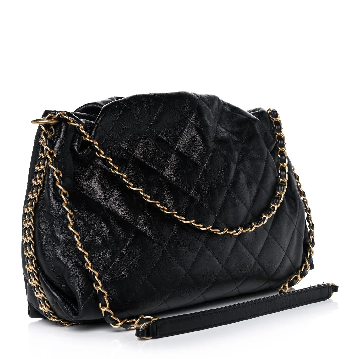 CHANEL QUILTED CALFSKIN DOUBLE CHAIN COCO SHELTER HOBO BAG