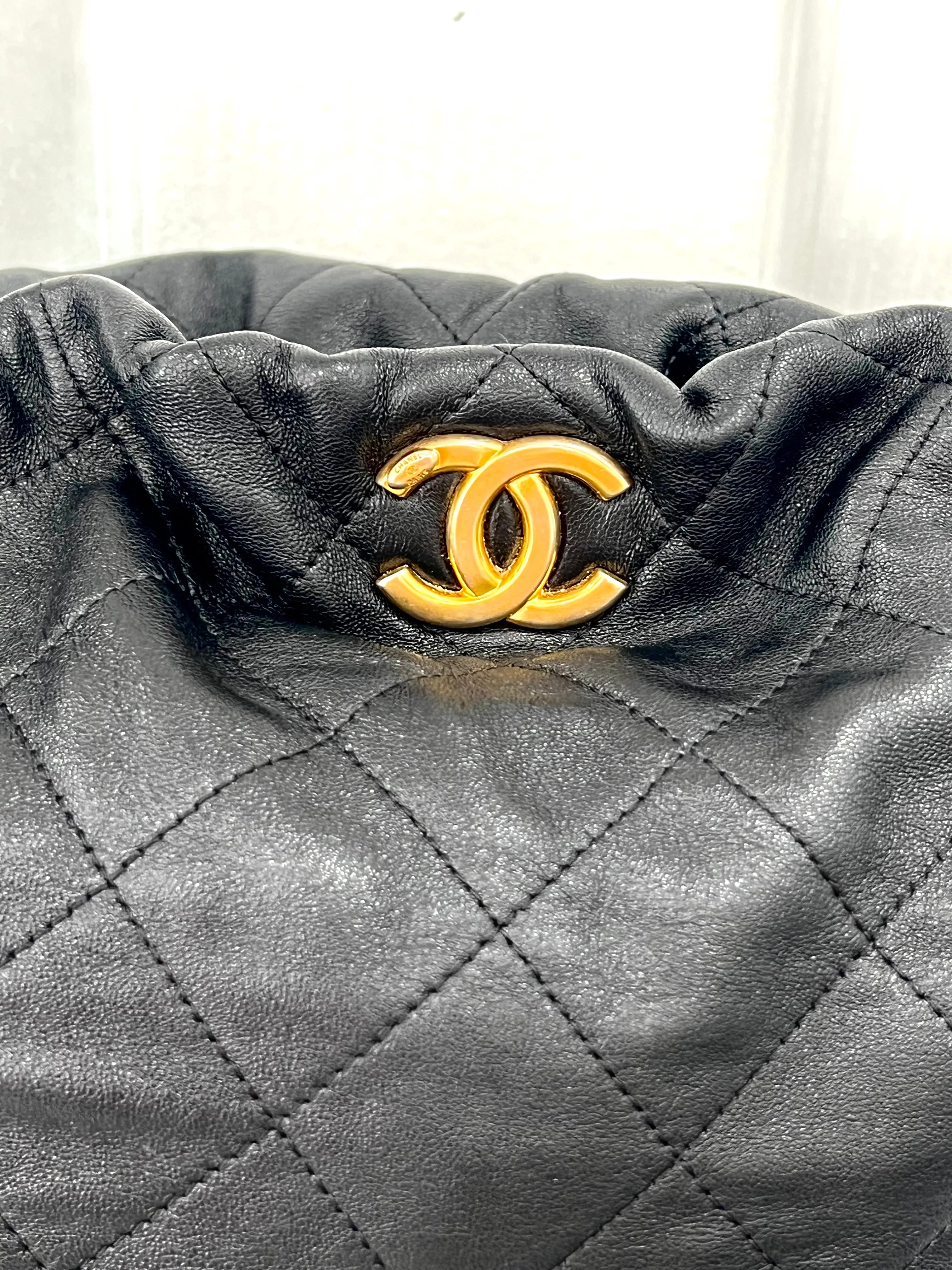 CHANEL QUILTED CALFSKIN DOUBLE CHAIN COCO SHELTER HOBO BAG