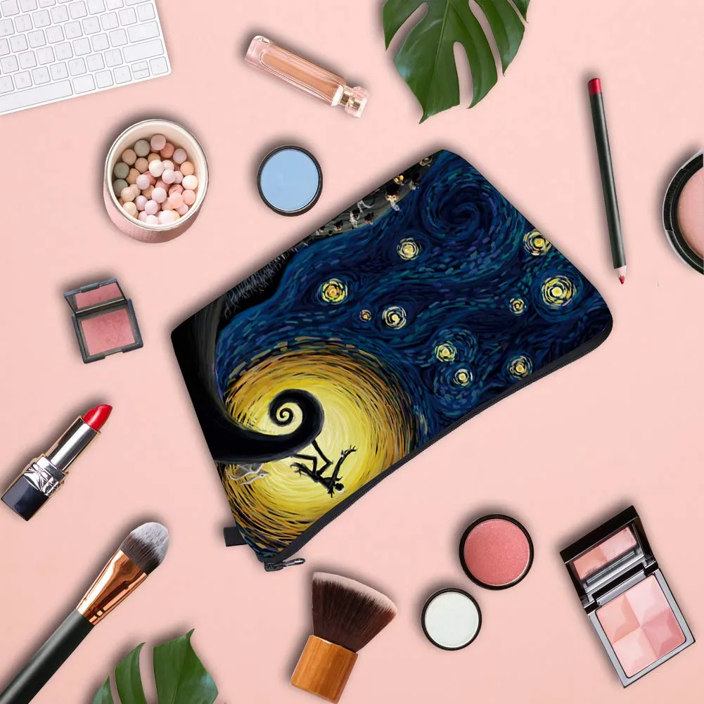 Cosmetic Bag MRSP Makeup bags for women,Small makeup pouch Travel bags for toiletries waterproof Dead The Nightmare Before Christmas (The Starry Night)