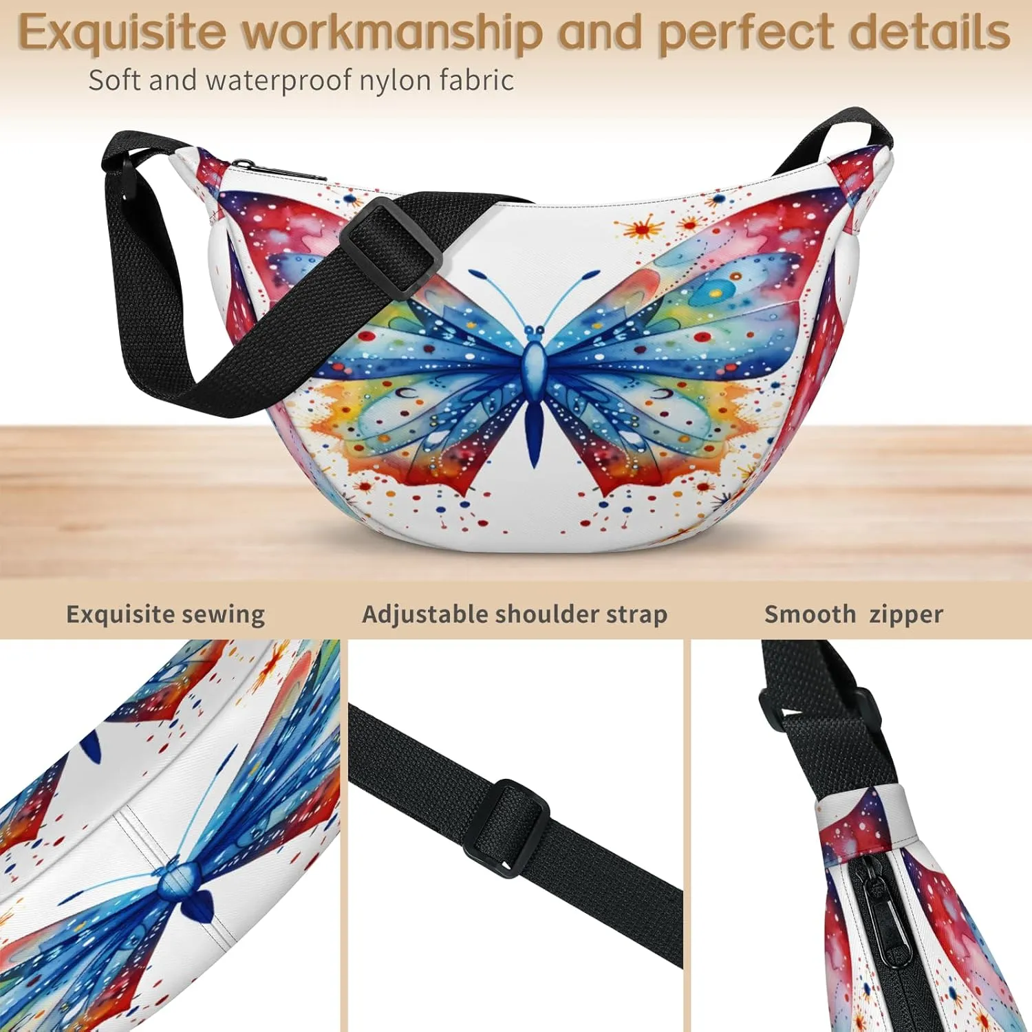 Crescent Crossbody Bag for Women Men, Lightweight Small Sling Hobos Dumpling Bag Crescent Purse, Crescent Moon Bags