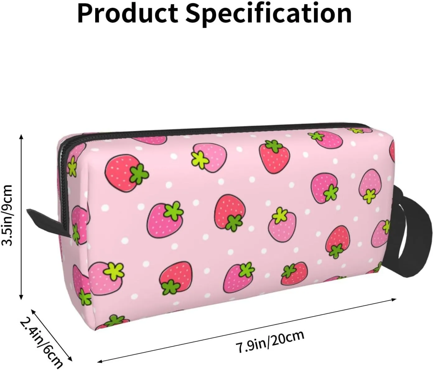 Cute Strawberry Pink Makeup Bag Organizer Small Cosmetic Bags Portable Travel Toiletry Bag With Handle Simple Accessories Storage Zipper Pouch For Women Girl