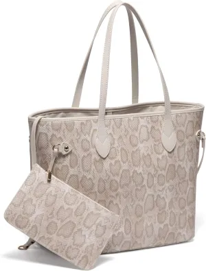 Daisy Rose Tote Shoulder Travel Bag & Matching Clutch PU Vegan Leather
