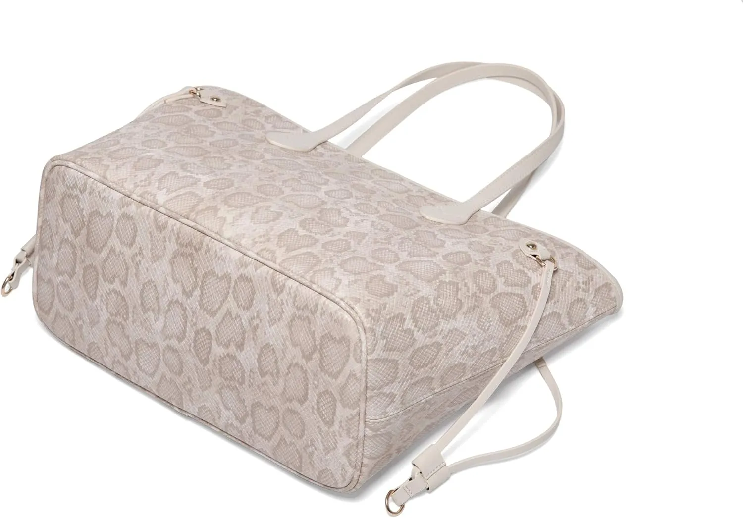 Daisy Rose Tote Shoulder Travel Bag & Matching Clutch PU Vegan Leather