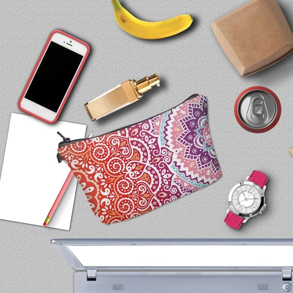 Deanfun Cosmetic Bag for Women, Mandala Flowers Waterproof Makeup Bags Roomy Toiletry Pouch Travel Accessories Gifts (51391)