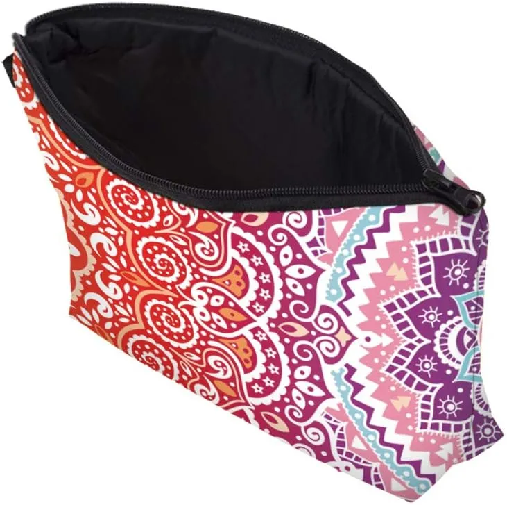 Deanfun Cosmetic Bag for Women, Mandala Flowers Waterproof Makeup Bags Roomy Toiletry Pouch Travel Accessories Gifts (51391)