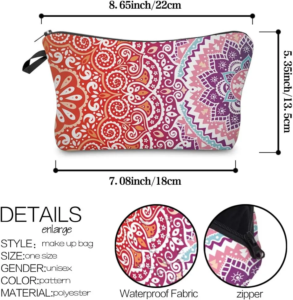 Deanfun Cosmetic Bag for Women, Mandala Flowers Waterproof Makeup Bags Roomy Toiletry Pouch Travel Accessories Gifts (51391)