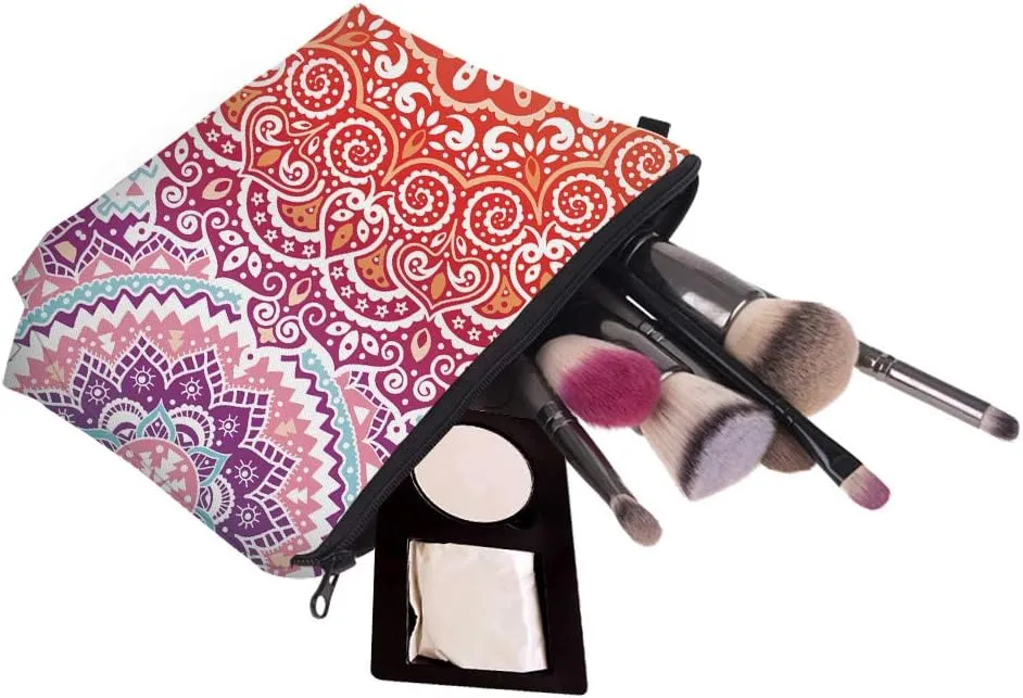 Deanfun Cosmetic Bag for Women, Mandala Flowers Waterproof Makeup Bags Roomy Toiletry Pouch Travel Accessories Gifts (51391)