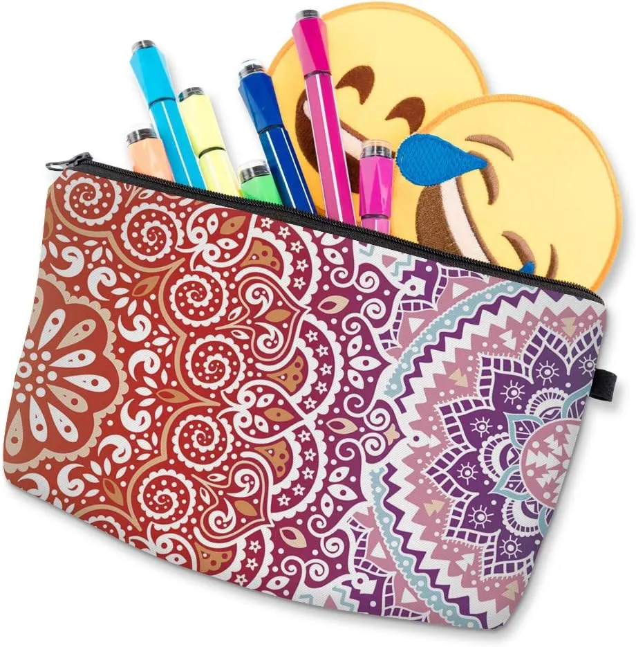 Deanfun Cosmetic Bag for Women, Mandala Flowers Waterproof Makeup Bags Roomy Toiletry Pouch Travel Accessories Gifts (51391)