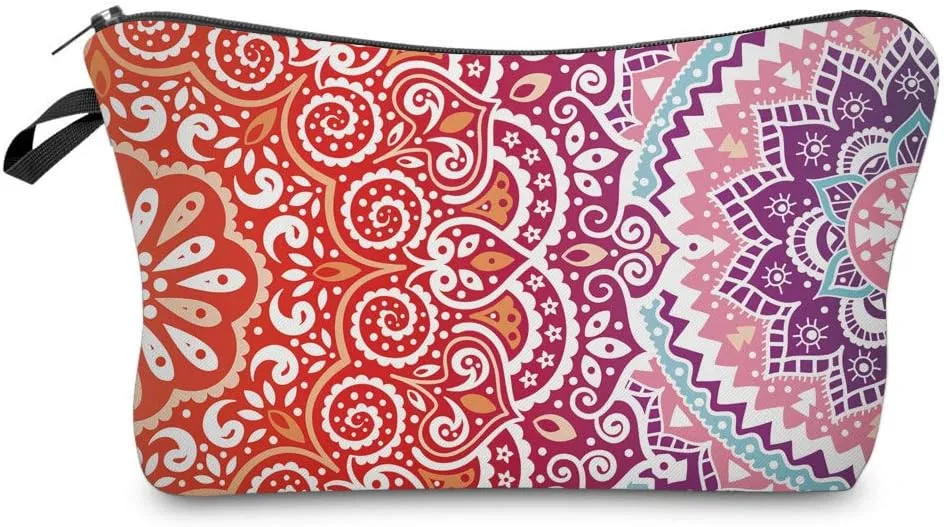 Deanfun Cosmetic Bag for Women, Mandala Flowers Waterproof Makeup Bags Roomy Toiletry Pouch Travel Accessories Gifts (51391)