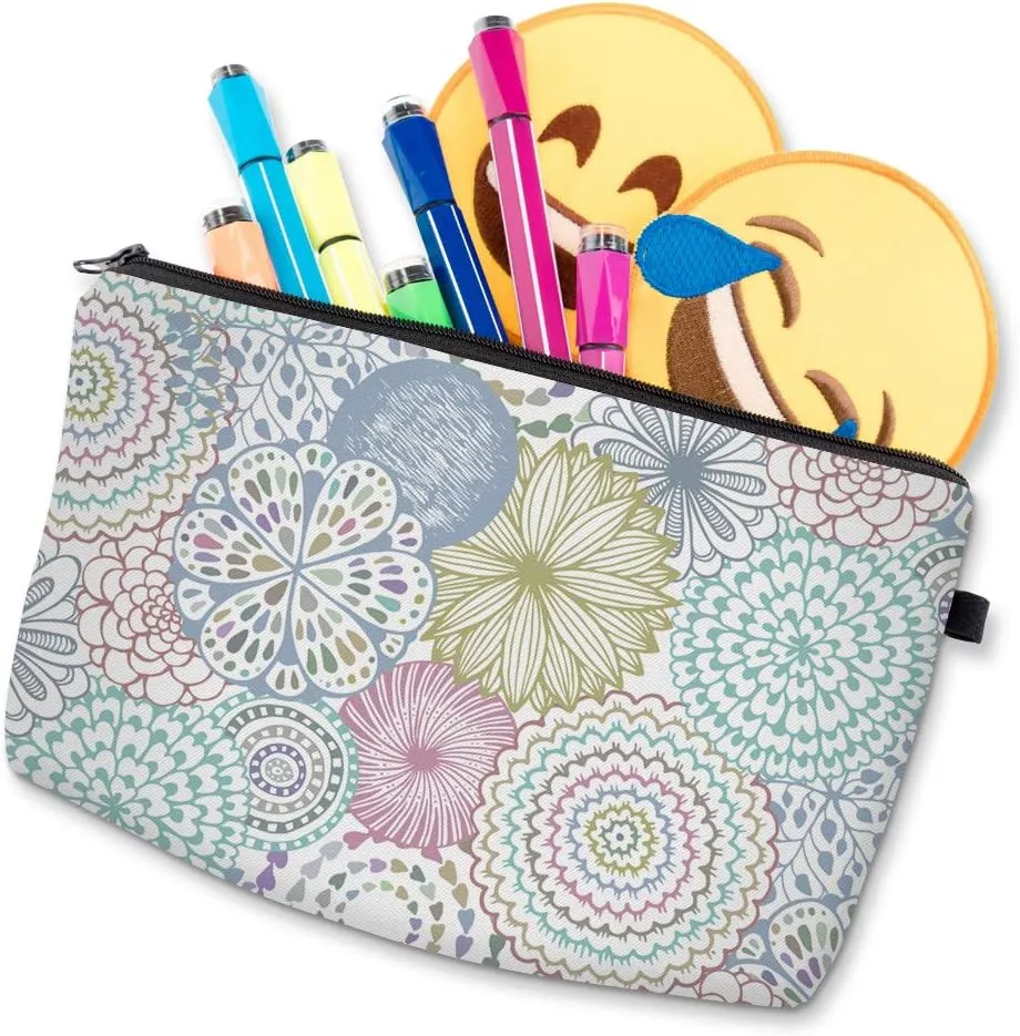 Deanfun Cosmetic Bag for Women, Mandala Flowers Waterproof Makeup Bags Roomy Toiletry Pouch Travel Accessories Gifts (51561)