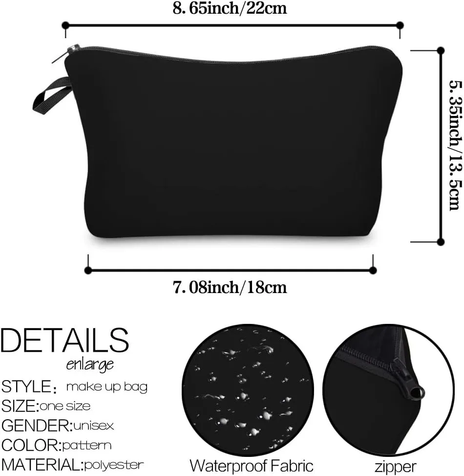 Deanfun Makeup Case Small, Cosmetic Zipper Bag Waterproof for Purse Mini, Women Cute Traveling Accessories Pouch for Ladies Thanksgiving Christmas Gifts(Solid Black D2-51705)