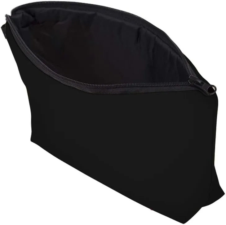 Deanfun Makeup Case Small, Cosmetic Zipper Bag Waterproof for Purse Mini, Women Cute Traveling Accessories Pouch for Ladies Thanksgiving Christmas Gifts(Solid Black D2-51705)