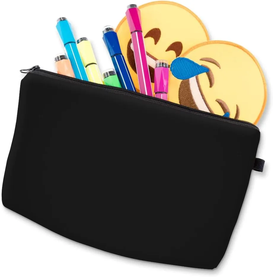 Deanfun Makeup Case Small, Cosmetic Zipper Bag Waterproof for Purse Mini, Women Cute Traveling Accessories Pouch for Ladies Thanksgiving Christmas Gifts(Solid Black D2-51705)