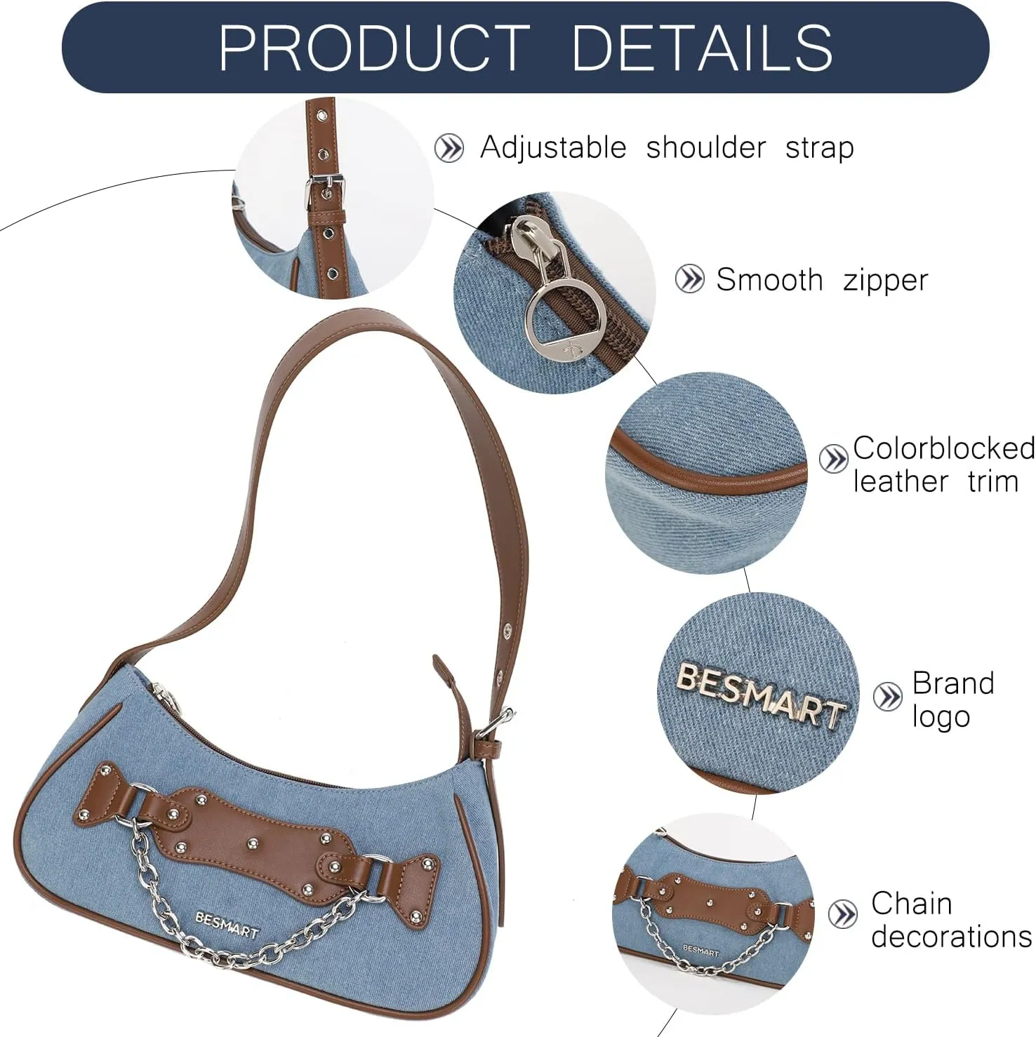 Denim Crossbody Bag Quilted Shoulder Bags for Women