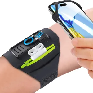 Detachable & 360 Rotatable Running Phone Armband - Zipper Pocket & Earphone Bag for Car Key & Card Slot for iPhone 16 15 14 Pro Max Plus Samsung Galaxy  Workout Exercise Holder with Reflective Strap