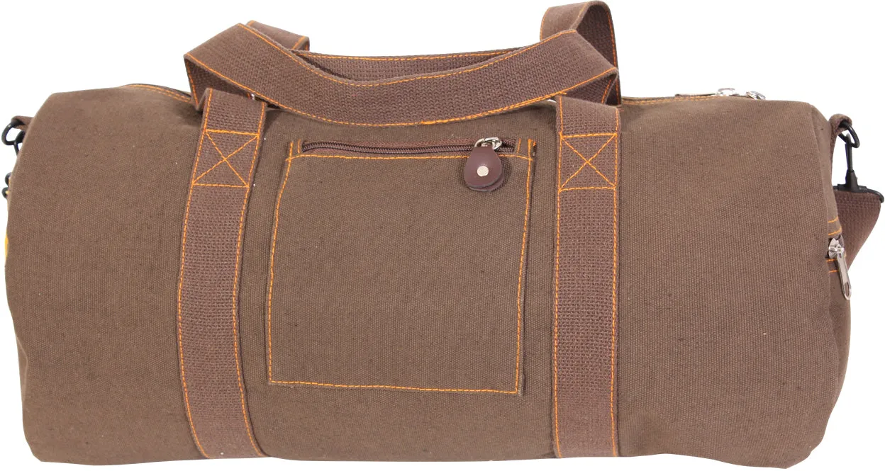 Earth Brown Cotton Canvas Travel Equipment Flight Carry Duffle Shoulder Bag - 19 inches