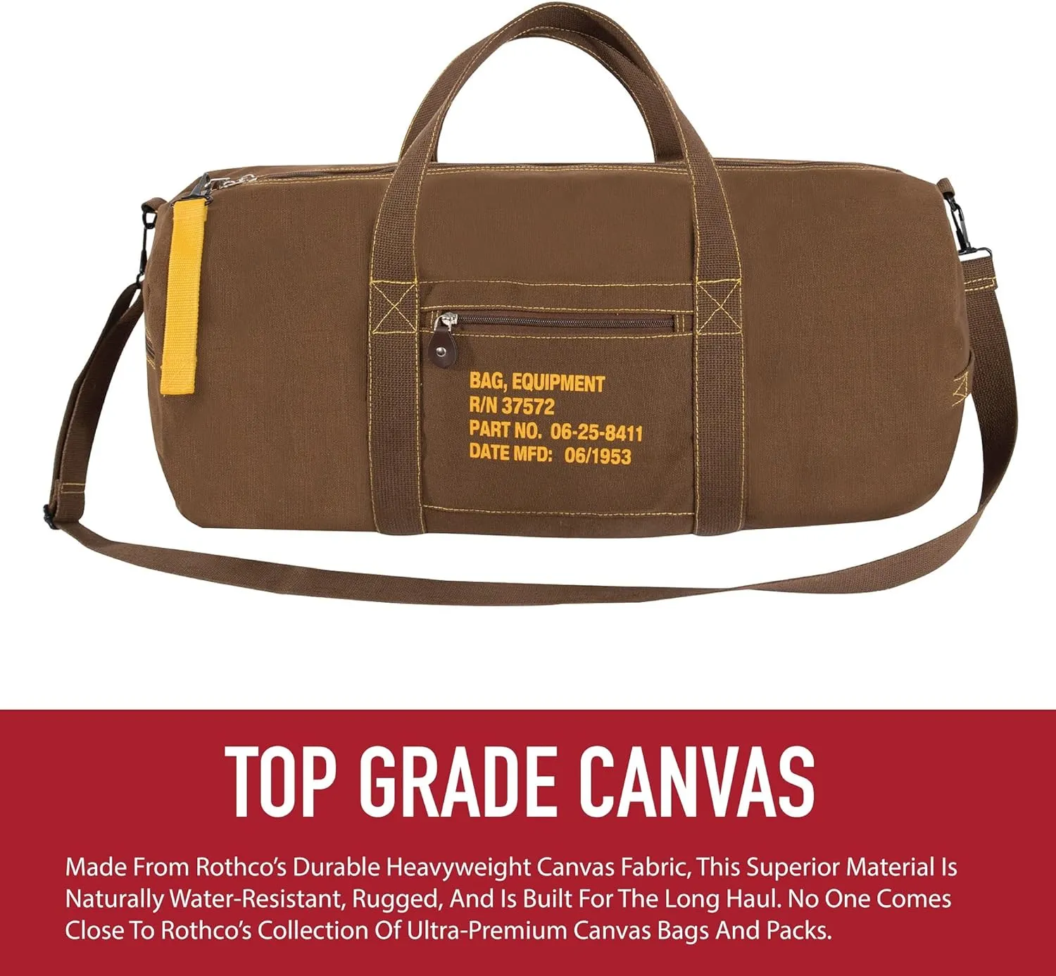 Earth Brown Cotton Canvas Travel Equipment Flight Carry Duffle Shoulder Bag - 19 inches