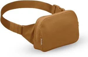 Everywhere Belt Bag 1L for Women, Little Fanny Pack with adjustable Belt 53", Fashion Waist Bag with Multiple Pockets, Crossbody Bag for Travel Gym Running Hiking Cycling, Brown