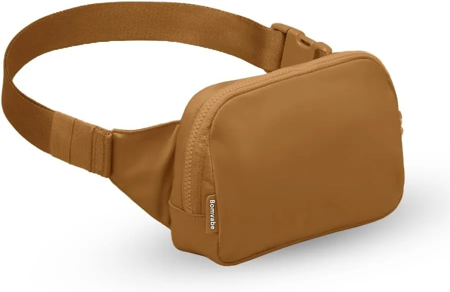 Everywhere Belt Bag 1L for Women, Little Fanny Pack with adjustable Belt 53", Fashion Waist Bag with Multiple Pockets, Crossbody Bag for Travel Gym Running Hiking Cycling, Brown