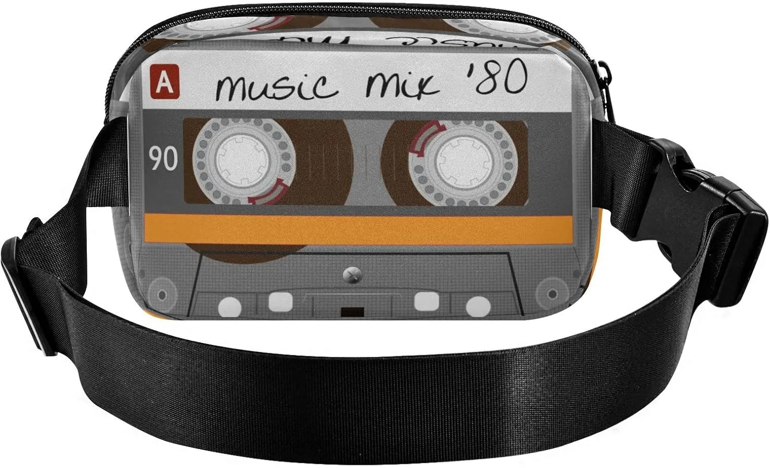 Exnundod Unique Music Mix 80s Tape Fanny Waist Pack for Women Men, Retro Cassette Crossbody Pack with Adjustable Strap Belt Bag Hip Bum Bag for Running Hiking Cycling Traveling