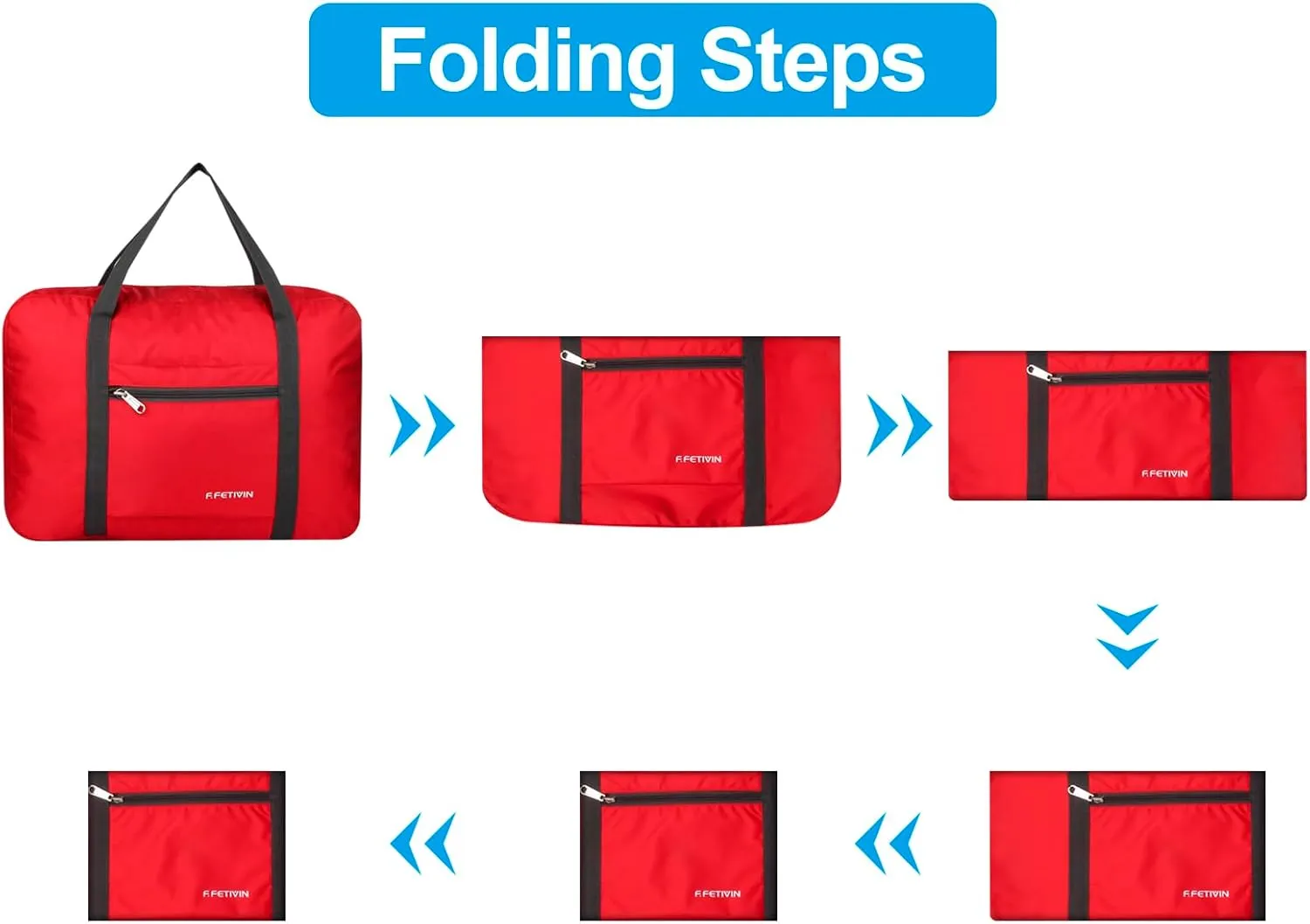 F.FETIVIN Personal item travel bag 17.7x12.6x6.3 for Spirit Airlines Lightweight carry on duffle bag waterproof for Gym,Sports,Vacation(Red)