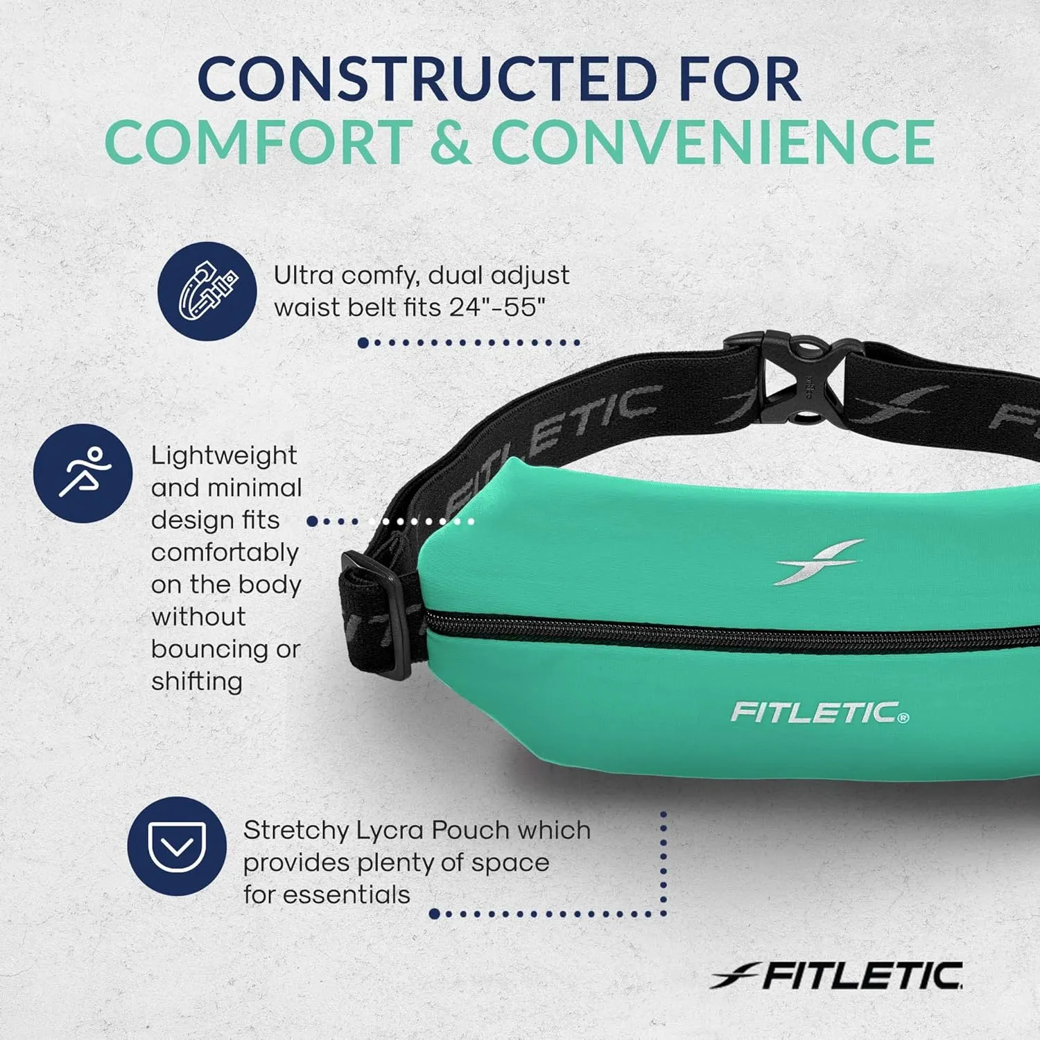 Fitletic Active Lifestyle Fanny Pack & Mini Sports Running Belt For Men & Women  Lightweight, Low Profile & Sleek Design  Ultra-Soft Expandable Lycra Pouch - Fits All Phones  Inner Organizer Pocket