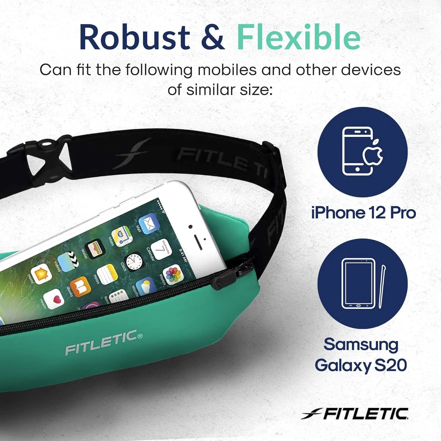 Fitletic Active Lifestyle Fanny Pack & Mini Sports Running Belt For Men & Women  Lightweight, Low Profile & Sleek Design  Ultra-Soft Expandable Lycra Pouch - Fits All Phones  Inner Organizer Pocket