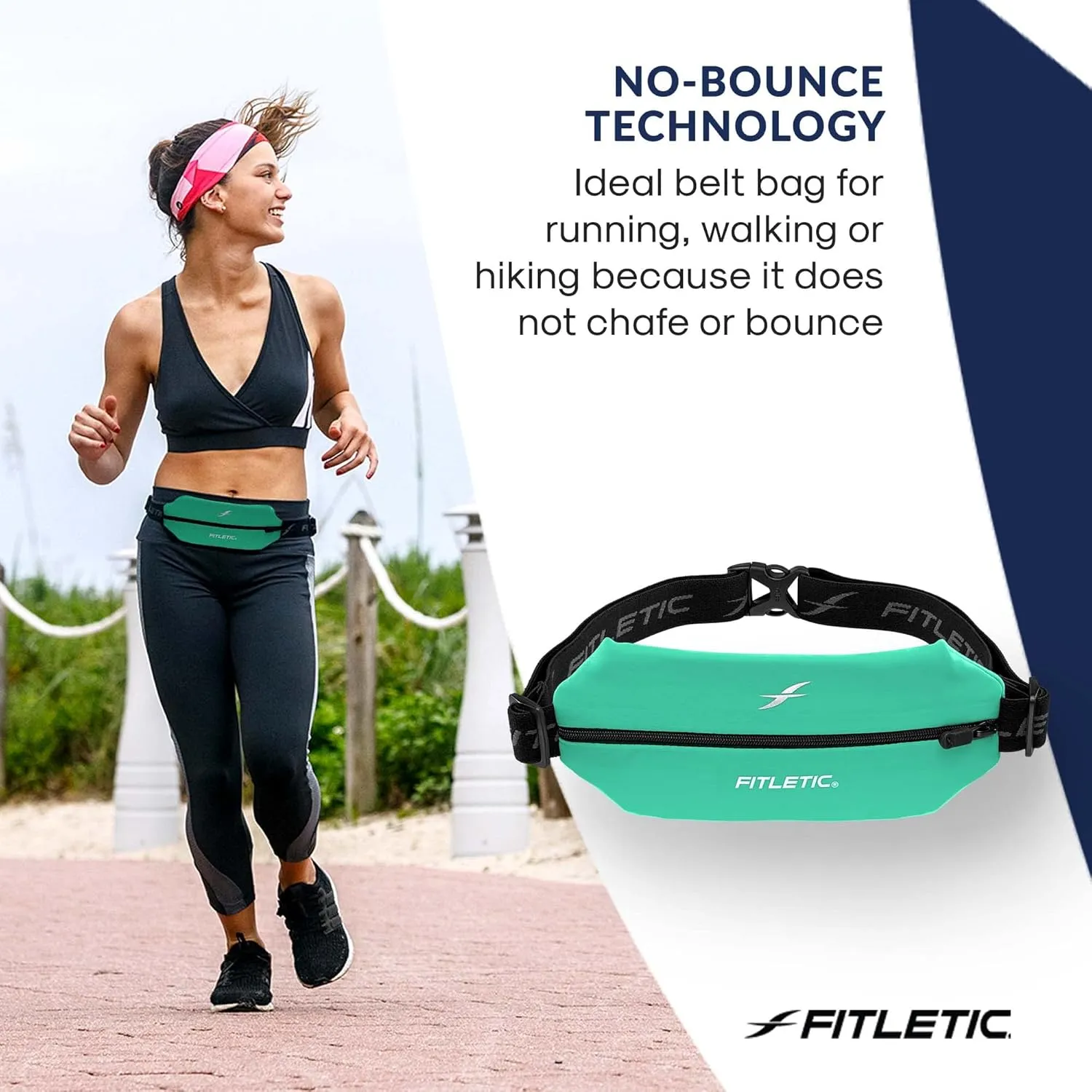 Fitletic Active Lifestyle Fanny Pack & Mini Sports Running Belt For Men & Women  Lightweight, Low Profile & Sleek Design  Ultra-Soft Expandable Lycra Pouch - Fits All Phones  Inner Organizer Pocket